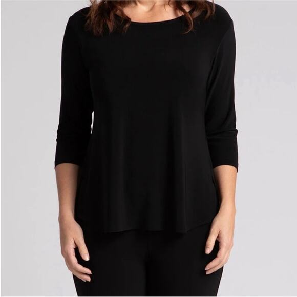 NWT SYMPLI Go to Classic T-Shirt Black 3/4 Sleeve Relaxed Scoop Neck Size 12 - Picture 5 of 10